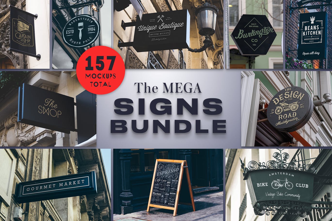 The Mega Signs Bundle: 155+ Mockups